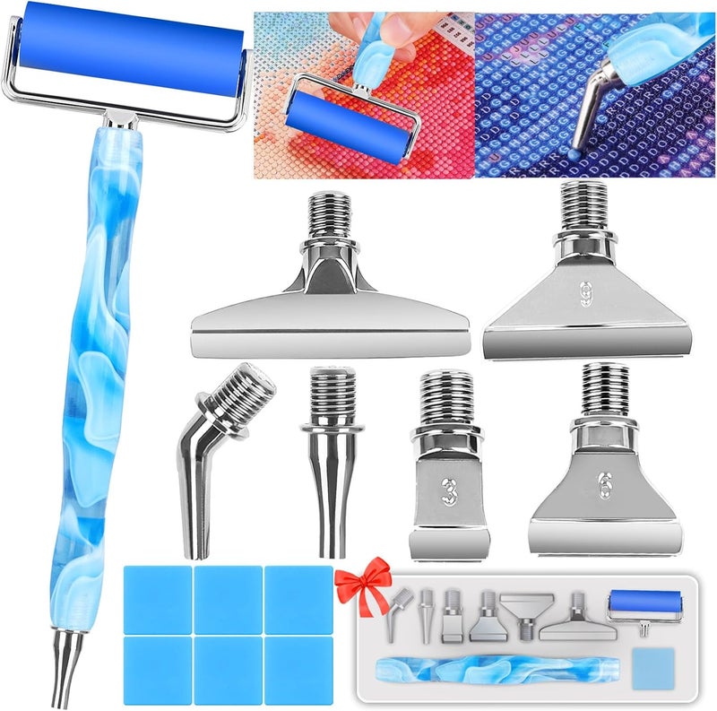 Heyseri Ergonomic Diamond Art Pen, Diamond Painting Pen with Wheel Roller, Diamond Art Accessories with Exquisite Stainless Steel Metal Screw Pen Tips(Light Blue) - Image 1